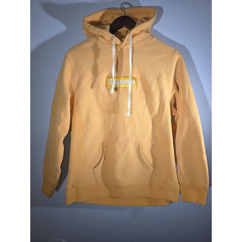 Supreme Box Logo Hooded Sweatshirt Hoodie Yellow Womens Size Large Used